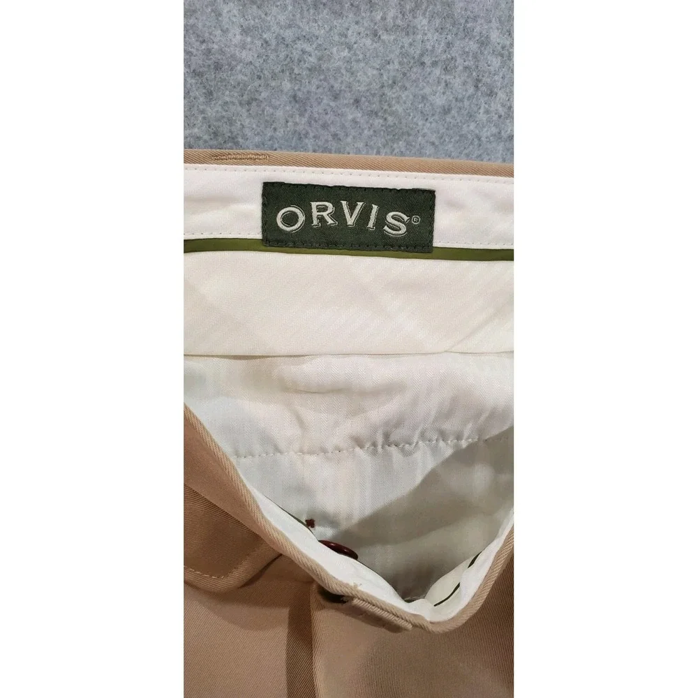 Orvis Men's Tan Pants Size 38 Pleated‎ Front Straight Leg Classic Fit